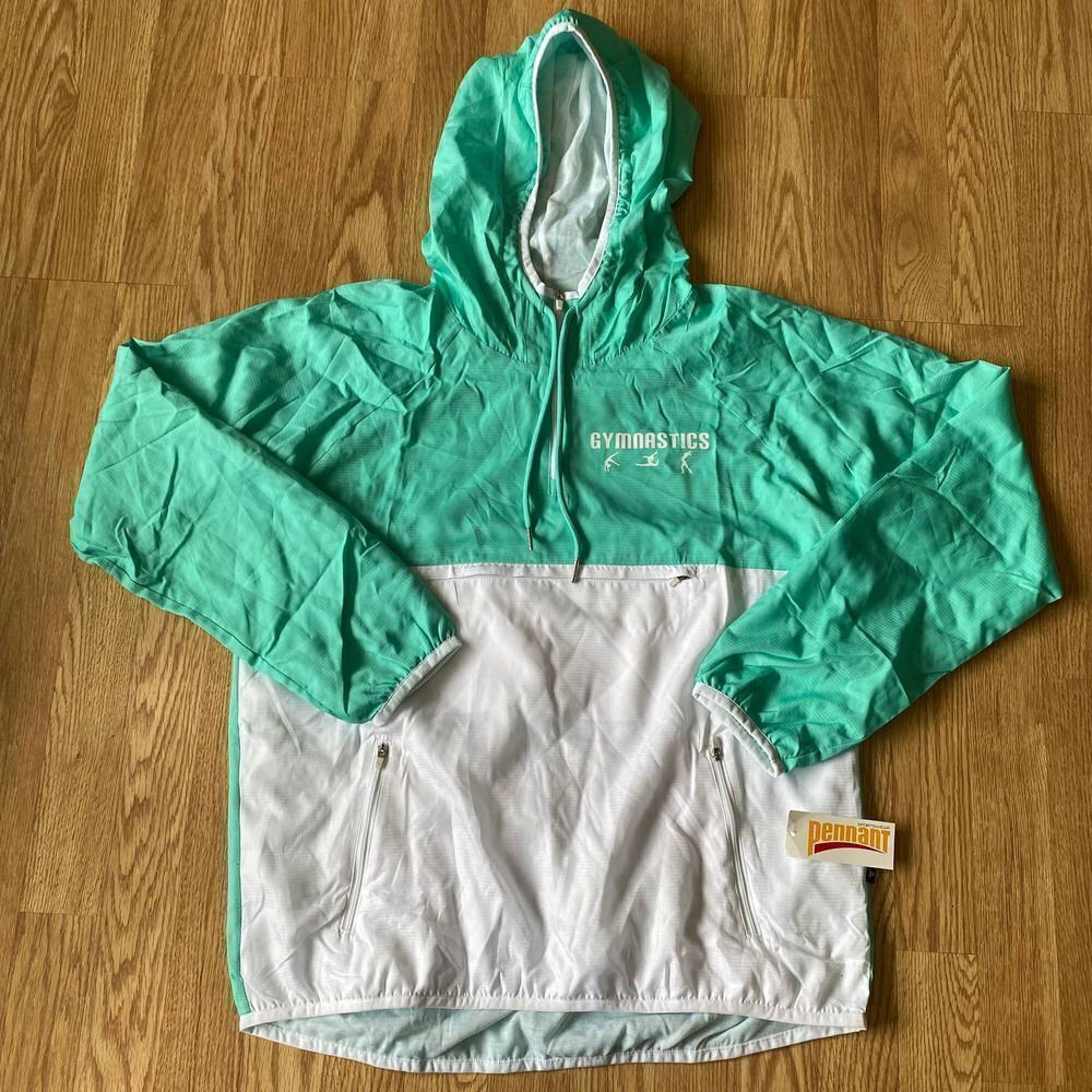 Gymnastics Half Zip Pullover Windbreaker Jacket Mint Small